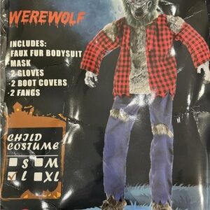 Ballots Kids Sz L Werewolf Costume With Fangs New